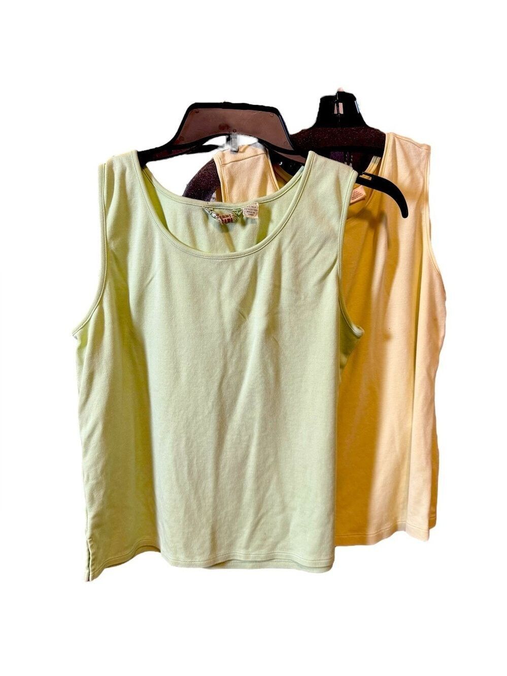 Tommy Bahama Silk Cotton Tank Tops Lot of 2 Yellow Green Size L